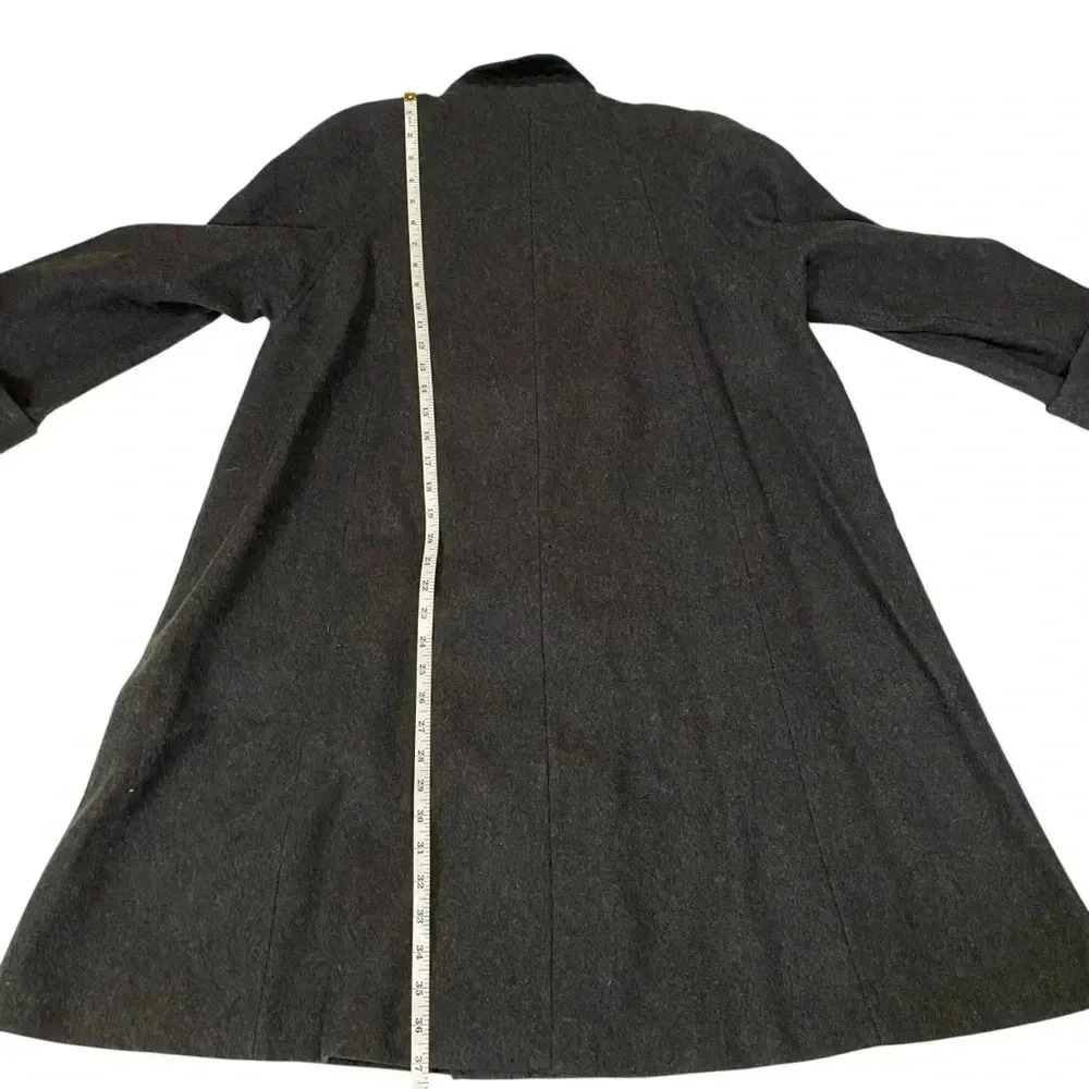 VGT JOFELD de Ball Valvet Women's Stand Collar Coat Front Buttons Black Size M - Picture 14 of 15